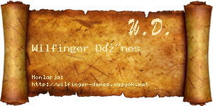 Wilfinger Dénes névjegykártya